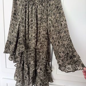 Kensie High-Low Ruffle Skirt Dress in Black and Cream